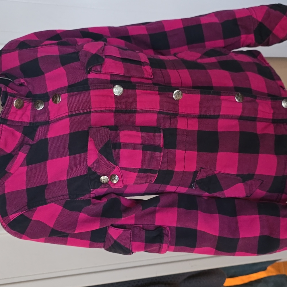 Pink and black plaid shacket